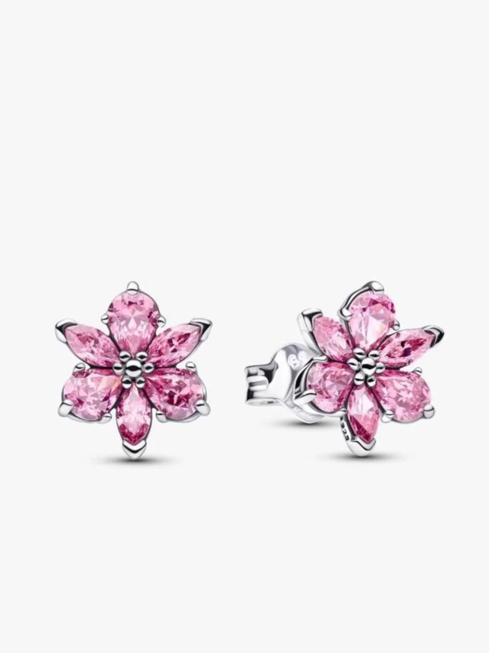 PANDORA Herbarium Sparkling Pink Flower Stud Earrings Sterling silver